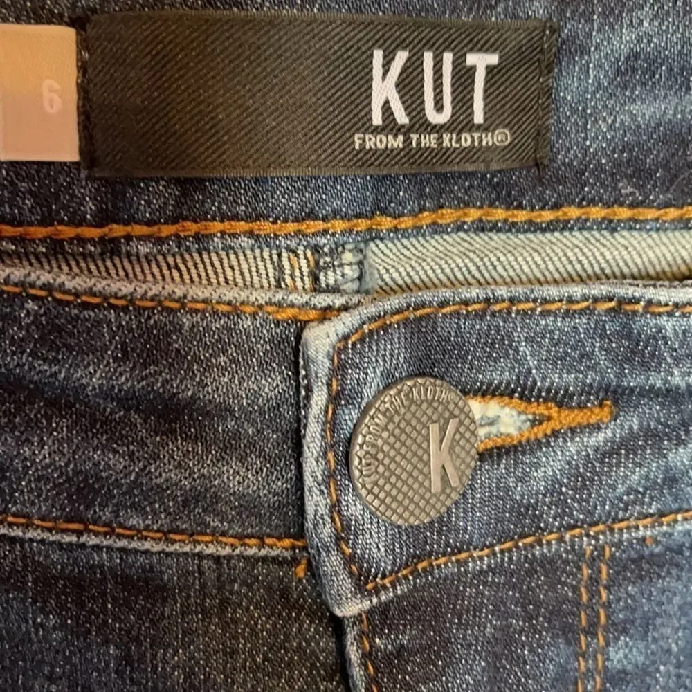 Kut floral Reese ankle straight jean sz 6